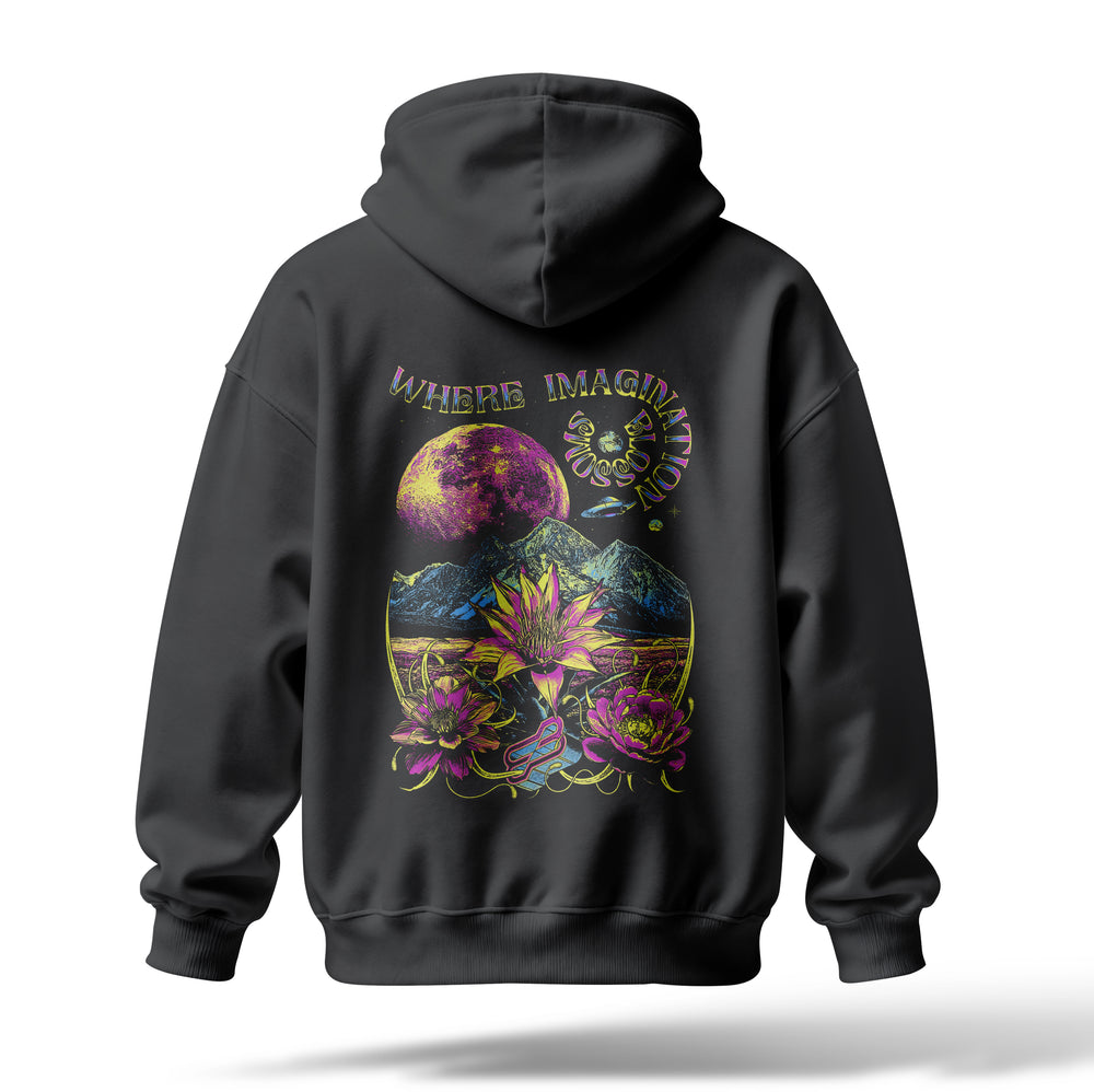 Where Imagination Baskılı Oversize Premium Hoodie
