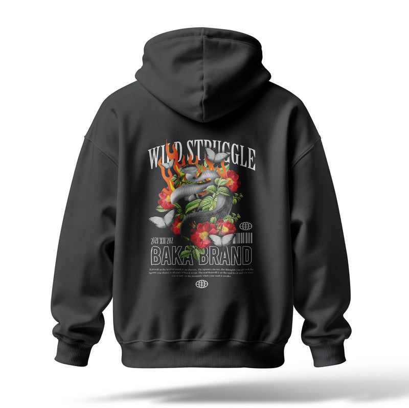 Wild Struggle Baskılı Oversize Premium Hoodie