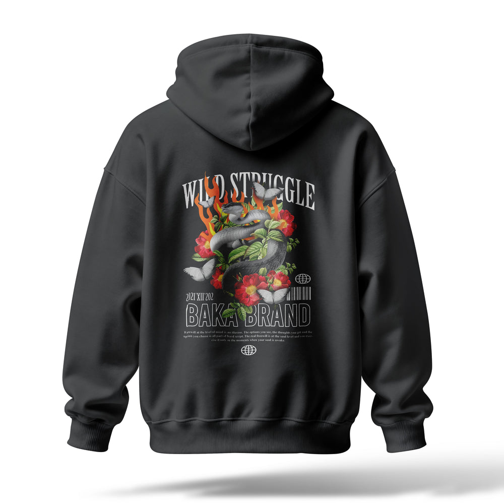 Wild Struggle Baskılı Oversize Premium Hoodie