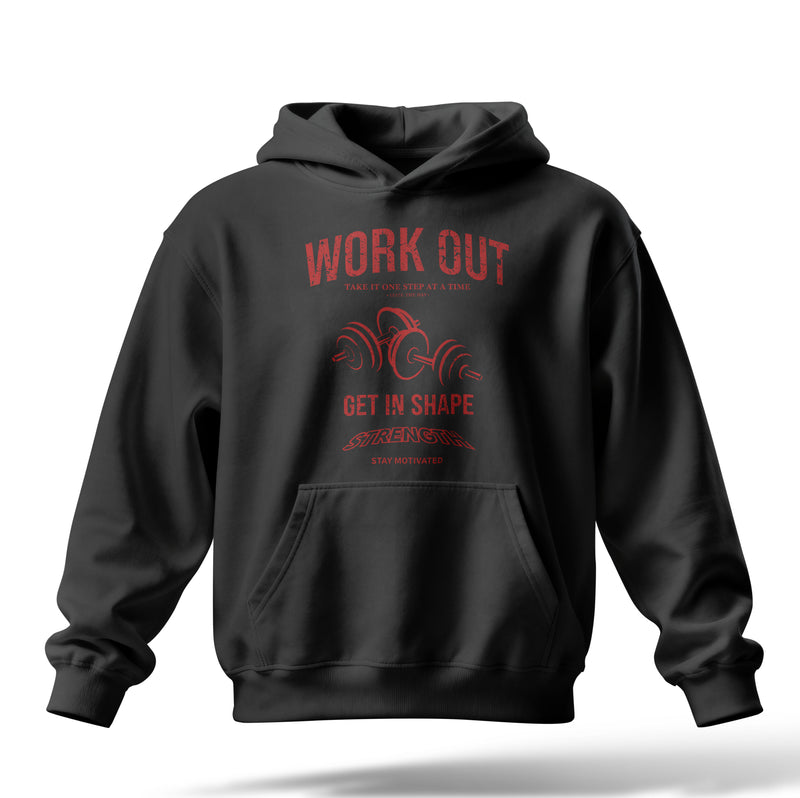 Work Out Baskılı Oversize Premium Hoodie