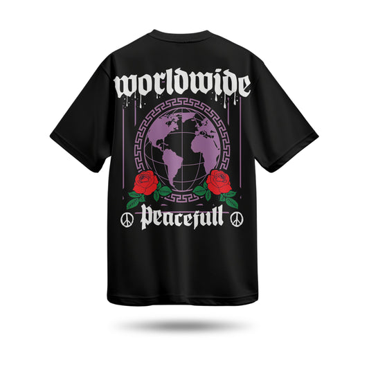 Worldwide Baskılı Oversize Premium Tişört