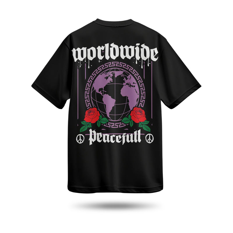 Worldwide Baskılı Oversize Premium Tişört