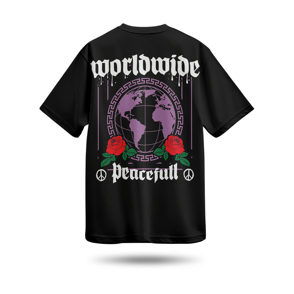 Worldwide Baskılı Oversize Premium Tişört