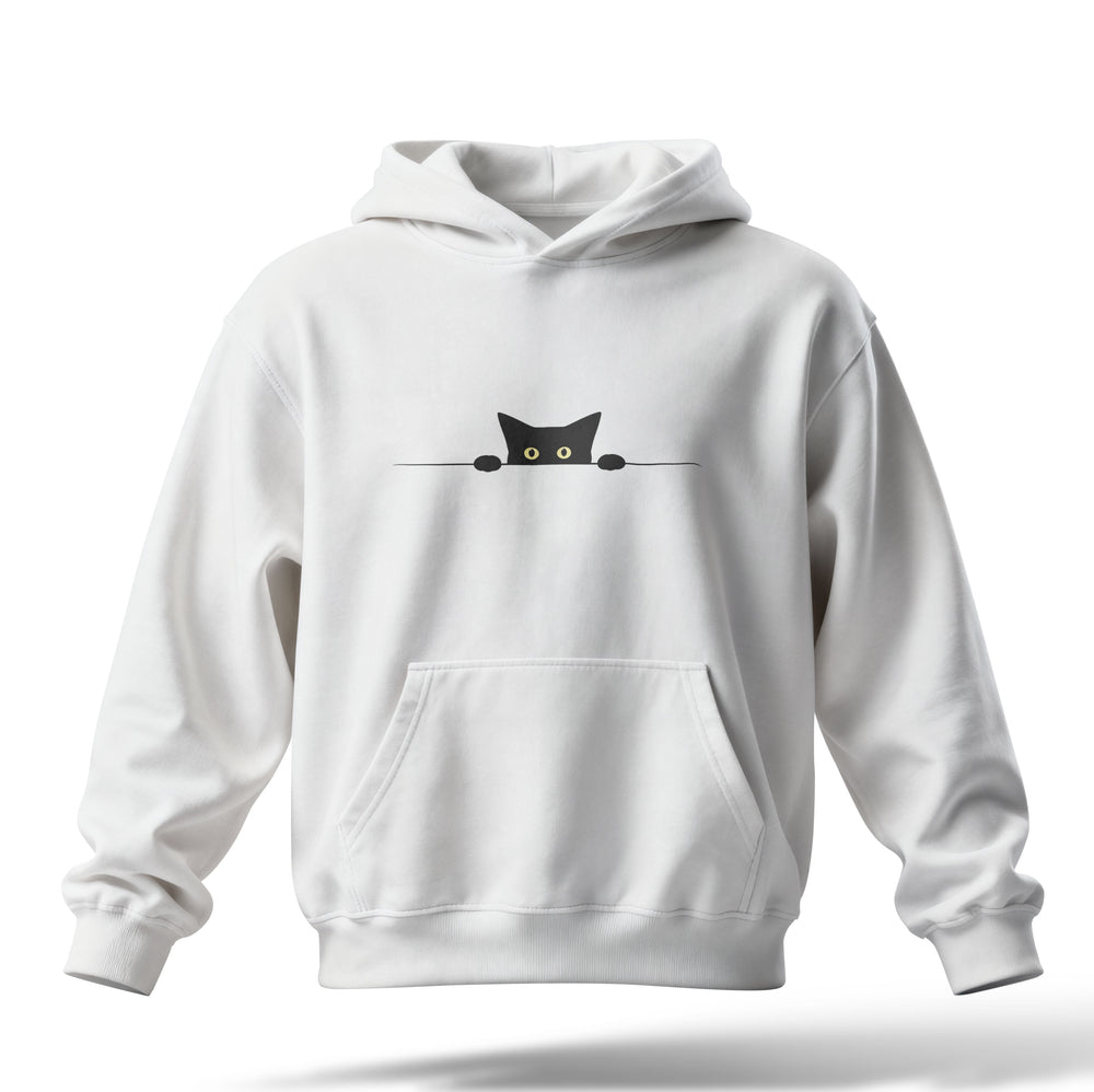Yarım Kedi Baskılı Oversize Premium Hoodie